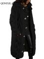 2022 Autumer Winter Long Sleeve Top Crew Neck Women Sweater Knit Cardigan Pull Button Thick Warm Loose Casual Long Coat Oversize.
