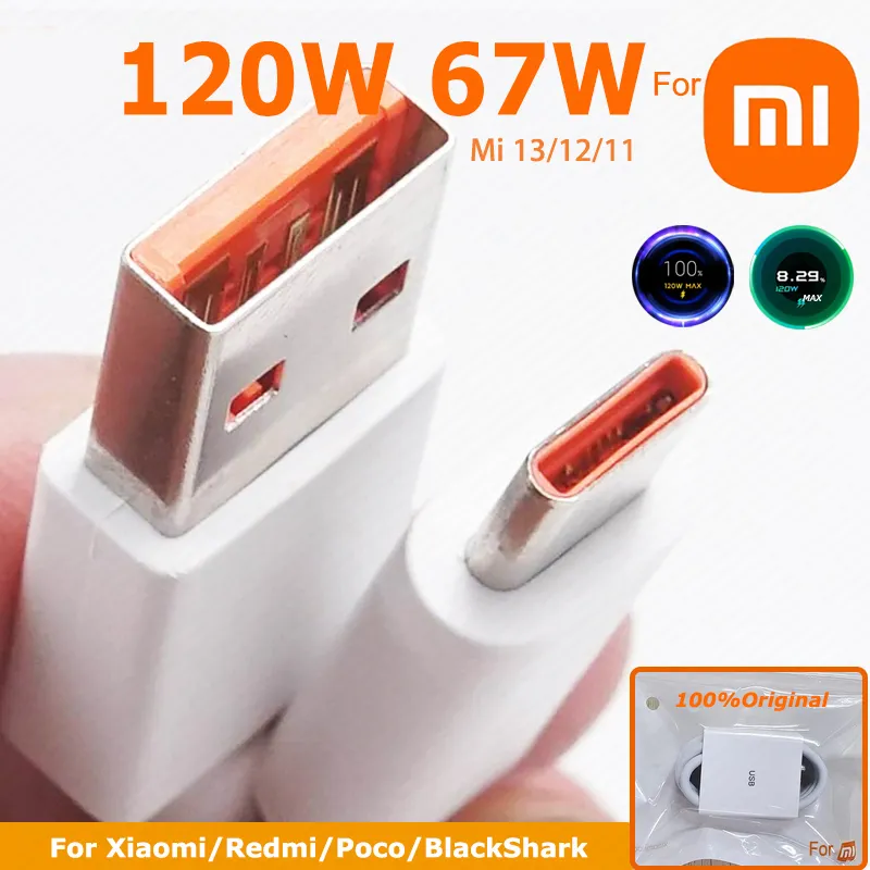 Original Xiaomi 120W 67W USB Type C Cable Turbo Fast Charging