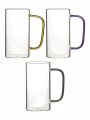 Heat-Resistant Glass Mug Set 380ml - Borosilicate Tea Coffee Cups (2 or 4 PCS) - Lightweight, Microwave Safe, Scratch-Resistant Clear Round Long Design for Daily Beverage Use.. 