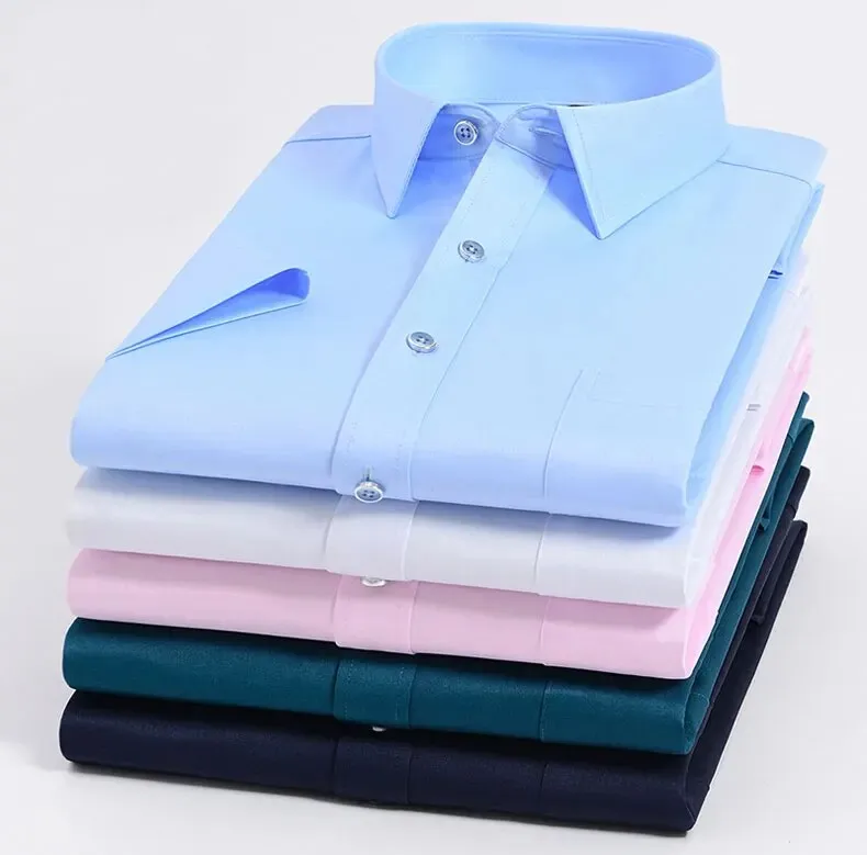 Men's Short Sleeve Dress Shirts Non-Iron Solid Color Basic - Main Image