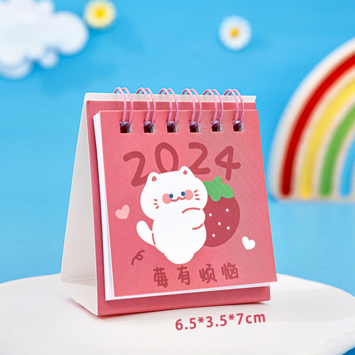 2024 Desktop Small Table Calendar Student Desktop Small Decoration Daily Clock In Self Discipline Small Calendar Leima