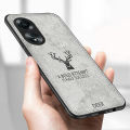 Quiberk for OPPO A58 4G Case Fabric Deer Cloth Vintage Shockproof Protective Phone Back Cover.