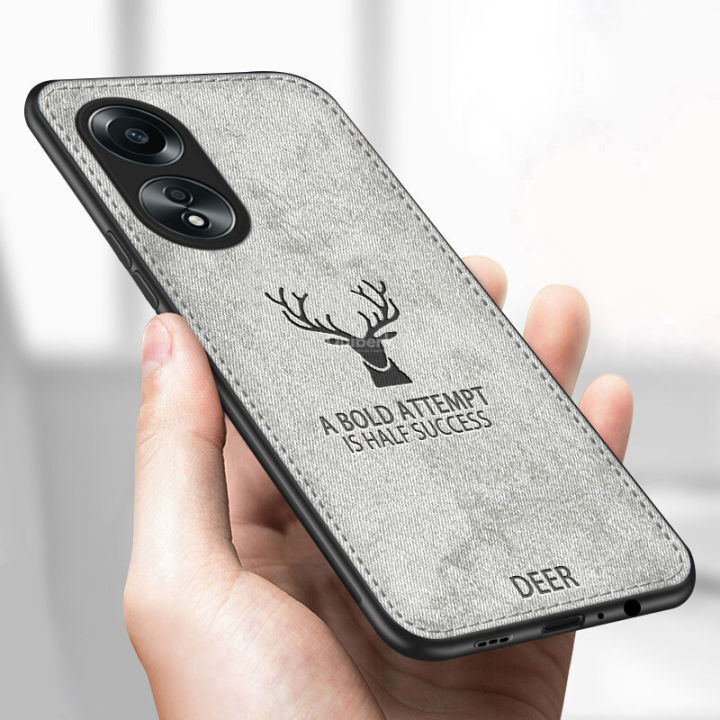 Quiberk%20for%20OPPO%20A58%204G%20Case%20Fabric%20Deer%20Cloth%20Vintage%20Shockproof%20Protective%20Phone%20Back%20Cover%20-%20Image%203