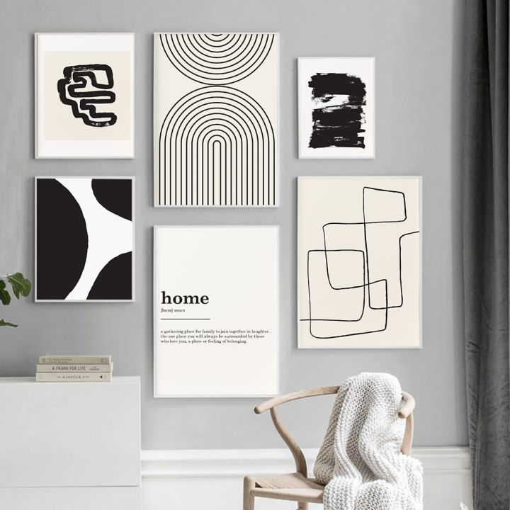 Modern Poster Abstract Art Prints Canvas Painting Black White Art Print Line Art Boho Wall Picture For Living Room Home Decor