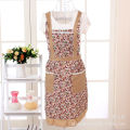 Apron Brushed Lace Edge Pastoral Korean Strap with Lining Kitchen Princess Apron. 
