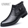 Genuine Leather Autumn Winter Business Dress Snow Boots Men's Office Ankle Formal Boots for Men Designer Casual Shoes Sneakers BunnyGarden.