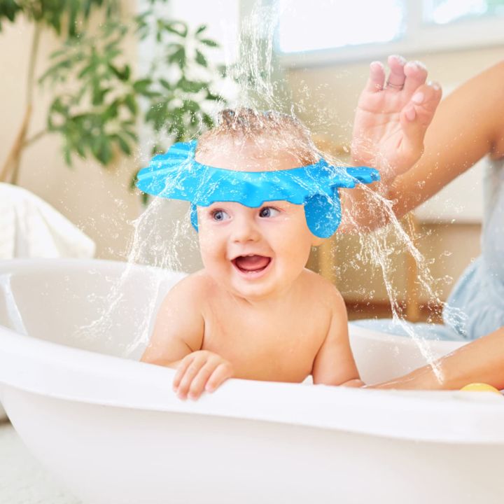 Baby Shower Cap, 1Pcs Adjustable Baby Shampoo Cap Waterproof Bath Cap for Baby Kids Children'S Ear Protection Bath Shower Cap
