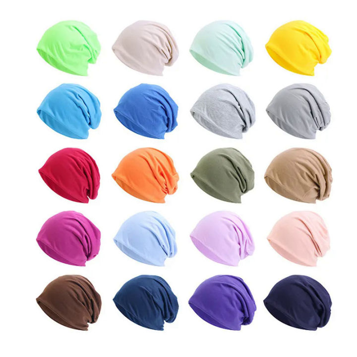 【Buried Buzie】Beanie Hat for Women Man Autumn Winter Elastic Casual Solid Color Slouchy Chemo Cap