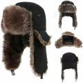 Men's Winter Trapper Aviator Trooper Earflap Warm Russian Waterproof Ski Hat Bomber Cap Russian Warm Ear Protectors Hats Loser Lione. 