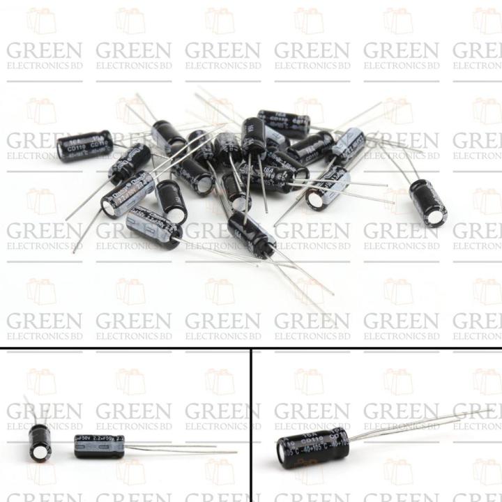 20 Condensatori Panasonic FC 2.2uF 50V 5x11mm – Elettrolitici 105°C, Nuovi