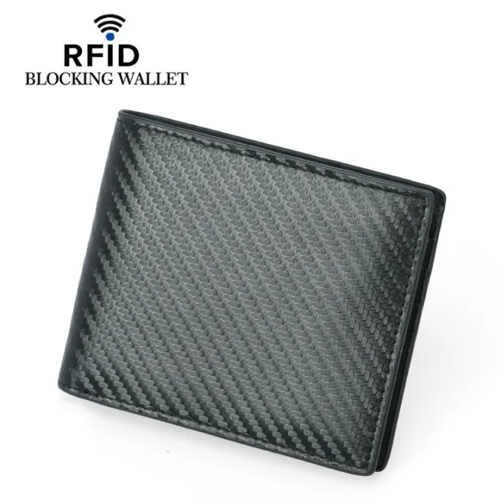 Cross-border%20new%20carbon%20fiber%20pattern%20anti-theft%20brush%20wallet%20wallet%20RFID%20short%20top%20leather%20men's%20wallet%20-%20Image%203