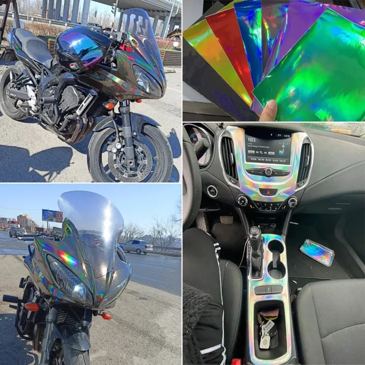 Holographic%20Laser%20Chrome%20Black%20Car%20Stickers%20Car%20Interior%20Body%20Wrap%20Vinyl%20Film%20Sheet%20Black%20with%20Rainbow%20Decals%20-%20Image%202