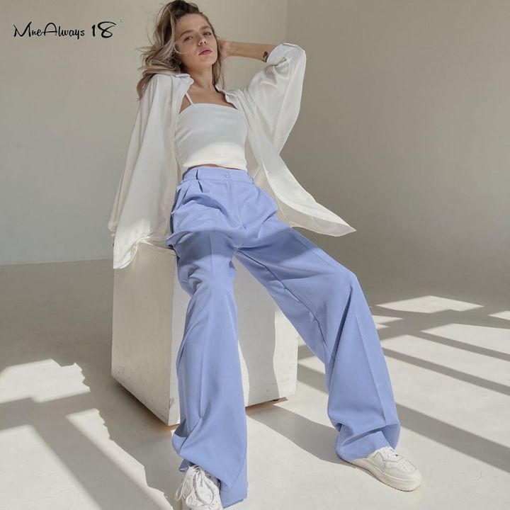 Blue%20Women%20High%20Waist%20Wide%20Leg%20Pants%20Ladies%20Casual%20Loose%20Casual%20Trousers%20Female%20Pleated%20Button%20Trousers%20Floor-Length%20-%20Image%204