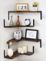 Wood Corner Shelf Storage Rack Display Stand Bookshelf Floating Wall Shelf for Living Room Kitchen Accessories Home Organizer. 