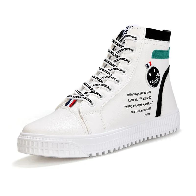 High-top Shoes Mens Fashion Sneakers British Style White Footwear