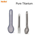 Nextool fork spoon 2-in-1 outdoor pure titanium spork reusable camping tableware case stainless steel portable camping cutlery. 