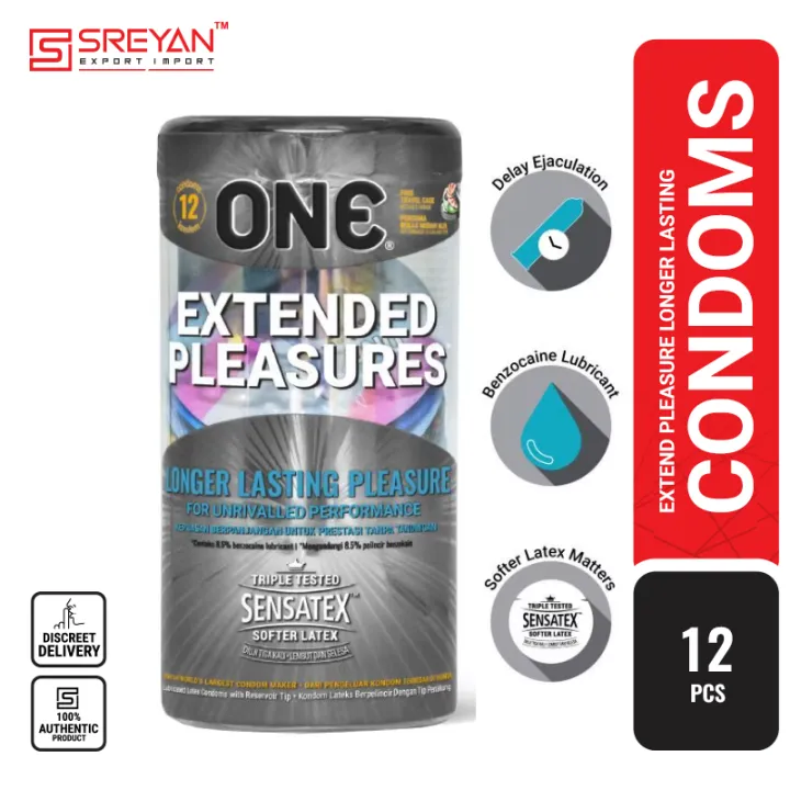 ONE Extended Pleasures Longer Lasting Pleasure Condom - 12Pcs Pack( Made In Malaysia)