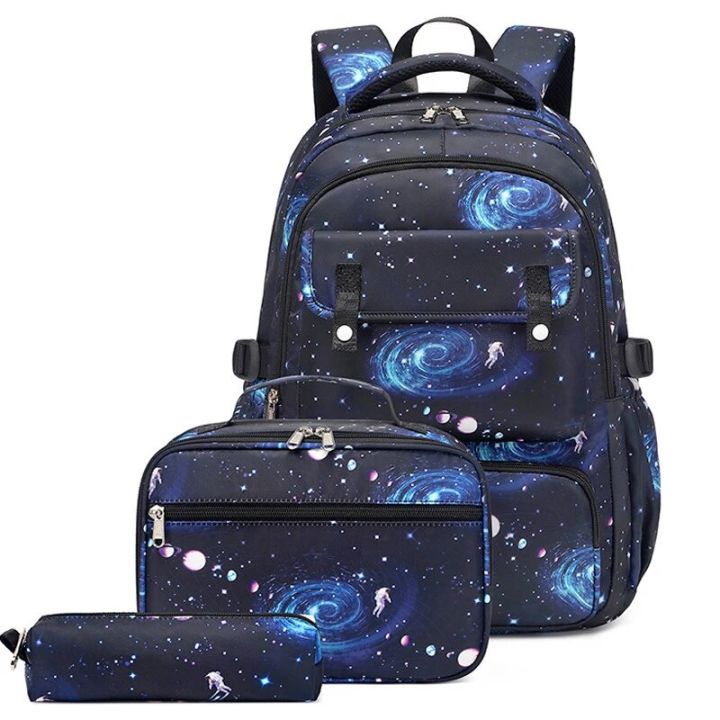 Starry sky Children's School bags School Backpack for Students Boy Kids Backpack With Lunch Bag Pencil Cases