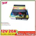 12V 20A Smart Battery Charger Large LCD Display Full Automatic 40Ah to 120Ah Car Battery Charger for Easy Bike. 
