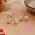 White Color Bowknot Tulip Flower Stud Earrings For Women. 