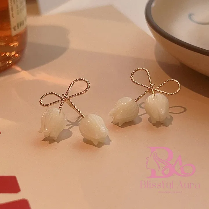 White%20Color%20Bowknot%20Tulip%20Flower%20Stud%20Earrings%20For%20Women%20-%20Image%206