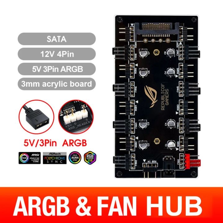 12V%204Pin%20RGB%205V%203%20pin%20ARGB%20Cable%20Splitter%20Hub%20SATA/4D%20Powered%20Extension%20Cable%20Adapter%20LED%20Strip%20Light%20PC%20RGB%20Fan%20Cooler%20Control%20-%20Image%206