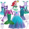Little Mermaid Ariel Princess Costume Kids Purple Dress For Girls Cosplay Children Carnival Birthday Party Mermaid Dress 2-10T.