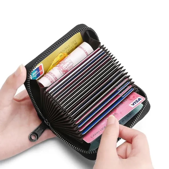 Multi%20Slot%20Card%20Holder%20Vintage%20Small%20Wallet%20Women%20Men%20Business%20Bank%20Credit%20Card%20Bag%20Male%20Coin%20Pouch%20Solid%20Leather%20Zipper%20Wallet%20-%20Image%204