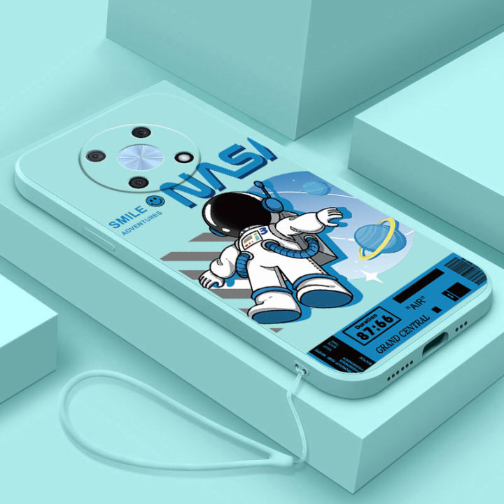 HUAWEI Nova 8i 7i 7 SE 3i 3e 4e 4 Huawei Nova Y90 Y70 Y71 Y61 Y70 Plus Smile Astronaut Square Phone Case Liquid Silicon Soft Casing nasa Cover
