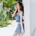 2023New Swimwear Super GirlinsWind Split Student Conservative Cover Belly Thin Small Chest Gathered Hot Spring. 