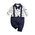 Baby boy strap one-piece Ha clothes British style baby gentleman clothes spring and autumn long sleeve newborn leave two climbing clothes. 