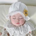 Lace Ruffle Newborn Hat Lovely Flower Baby Girl Soft Beanies Cap Infant Princess Court Hats Summer Toddler Bonnet Photo Props. 