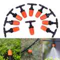 Misting Atomization Nozzle (10-Pcs), Flow Adjustable Plastic Fogger With 4mm Tee (10-Pcs) for Field Crops, Vegetables, Nursery, Garden Irrigation.. 
