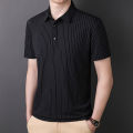 Men's polo shirt, summer new Korean version of business casual, youth fashion casual lapel ice silk short sleeve top. 
