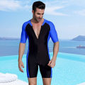 Swimming Suit Men's One-Piece Swimming Trunks Men's Short-Sleeved Sports College Student Training Sun Protection High-End plus Size Swimsuit.