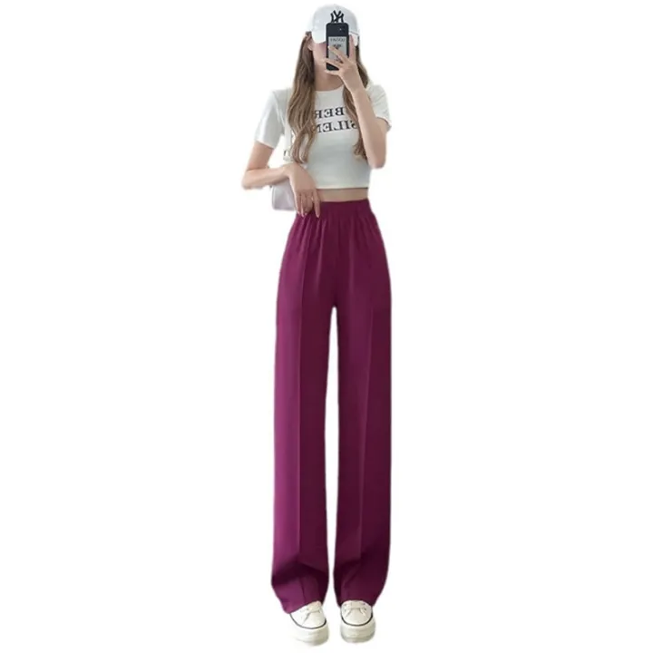 S-XXL%20Leisure%20Women%20Elastic%20Waist%20Pants%20Female%20Trousers%20Chic%20High%20Street%20Straight%20Wide%20Leg%20Long%20Suit%20Pants%202023%20Spring%20Summer%20-%20Image%203