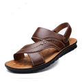 Men's Summer New Men's Sandals Men's Leather Beach Shoes Casual Men's Shoes Fashion Slippers Stripe Sandals Rubber Mens Shoes. 