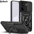 Quiberk for Tecno Camon 20 4G Phone Case Slide Camera Cover Magnetic Kickstand Hard Shockproof Armor Back Casing. 