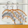 Stainless steel hangers Efficient Space-saving Windproof hamgers PVC waterproof 10 clips hangers for clothes for Home organization Travel accessories Dorm room essentials Wet weather drying Suitable. 