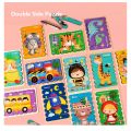 Kid Brain Wooden Toy Double-sided 3D Strip Animal Puzzle Telling Stories Stacking Jigsaw Montessori Educational Toy for Children.