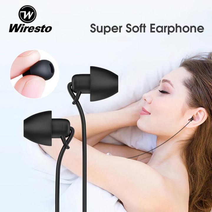 Wiresto Sleep Earphones Anti-noise In-ear Headphones Ultra-soft Silicone Earbuds Sleeping Headphones Noise Reduction painless earphone 3.5mm Wired Headset for Smart Phones