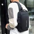 Men Multifunction PU Chest Bag Sport Sling Bag Male Anti-theft Chest Bag with Password Lock with Adjustable Shoulder. 