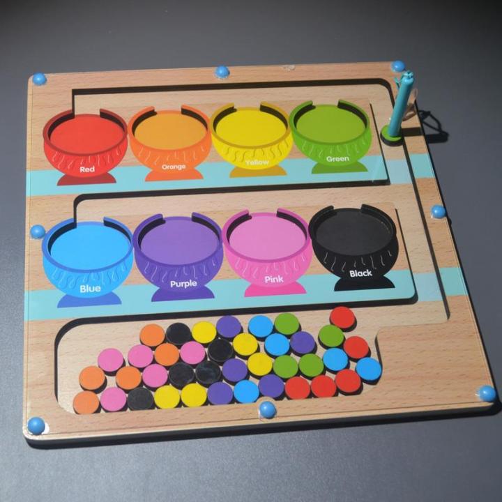 Hand eye coordination exercise toys color recognition teaching aids classification to improve children's concentration magnetic maze ball meter