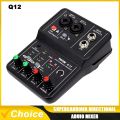 TEYUN Q12 2 Channels Professional portable Audio Interface sound card console mini USB MIXER for Guitar Recording Studio Singing.