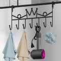 7 Hooks Hanging Door Hanger Metal Bracket Removable Storage Rack Simple Style Home White Wall Decoration.