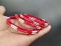 Red White Pola Golden Plated Latest Design Shakha Pola Bangles for Women 4 Pcs , Party , Wedding , Anniversary , Durga Puja & All Time Use Shakha Bangles. C55.. 