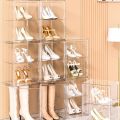 Tall boots storage box, magnetic high-transparency shoebox, thickened hard plastic shoe storage artifact, can be stacked shoe cabinet.