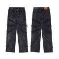 BAGGY JEANS American Style Retro Damage Feeling Spider Web Raw Hem Jeans Men's European and American Style Fried Street Loose Trousers. 
