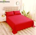 Red Colour King Size Bedsheet With 2 Pcs Pillow Cover - Enhance Your Bedroom Ambiance - Washable. 