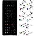 40/60 Piece/Set Stainless Steel L Shape Nose Stud Pack 20G Crystal Straight Stud Nose Ring Set Nose Stud Lot Piercing Nariz Pin.